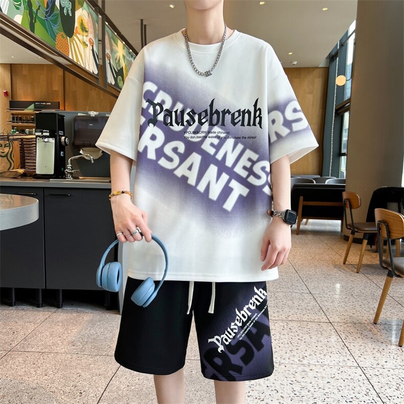 夏季短袖短裤运动套装青少年两件套6160特P40,男装牛仔裤,电商A309
