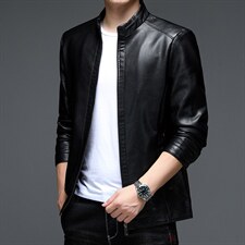 BH3101钱塘2020-2中年男士冬季厚款加棉休闲时尚皮衣夹克P160，男装皮衣，钱塘207-2