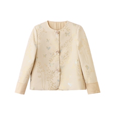 2025年开春季新款蓝色印花高端春秋小个子新中式国风短款小外套女，女装短外套，橙子家