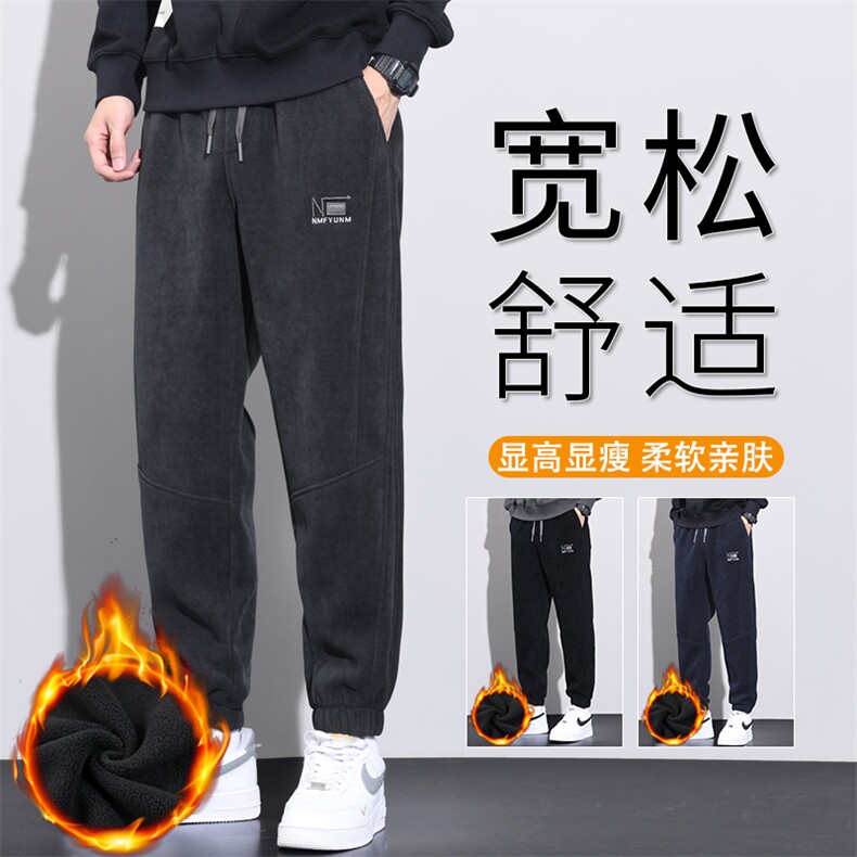 灯芯绒加绒加厚保暖卫裤男士秋冬宽松束脚休闲裤JR8009-特P45图片