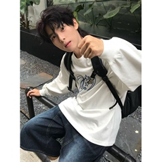 5588-P42现货#原版做工压线#刺绣内里铺布长袖T恤，女装T恤，星座617A-2