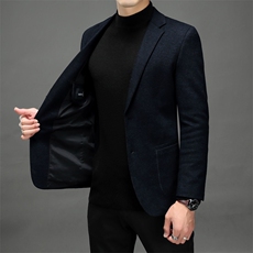 春秋男士宽松免烫西装上衣新款中年休闲厚款保暖西服ZL6812-P195，男装西服，星座1105-3