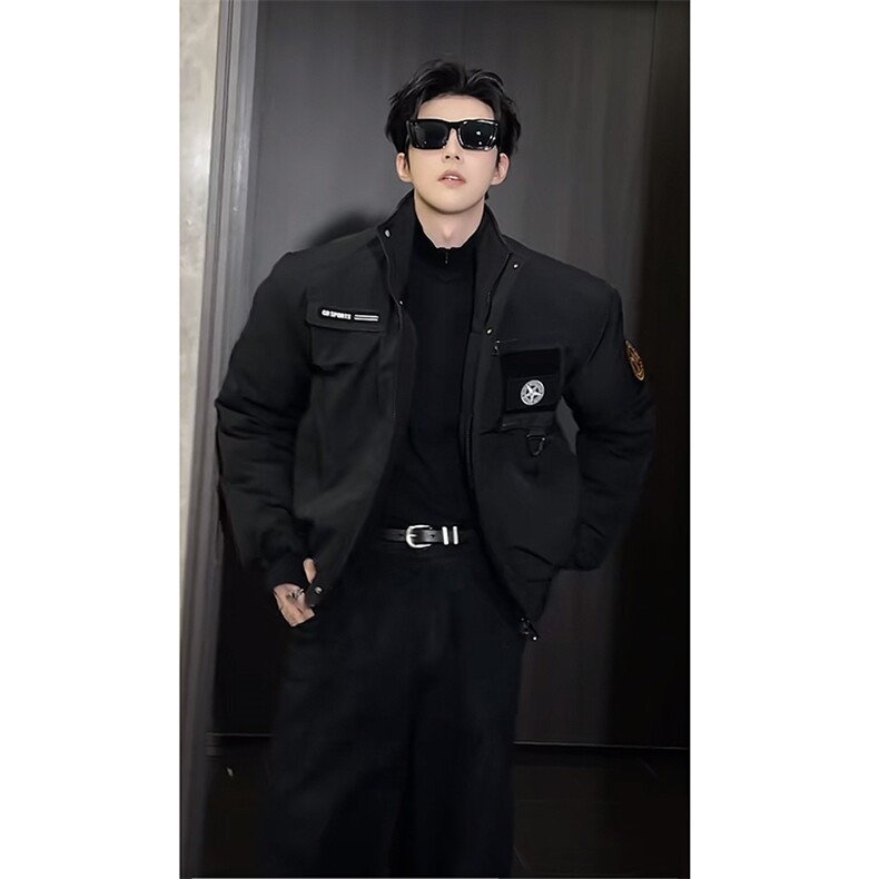 抖音冬季新款工装骑兵服拉链立领棉服男潮M218-P128 (网图）图片