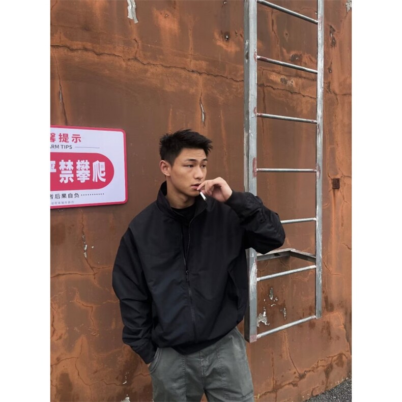 美式立领夹克男士潮痞帅冲锋衣工装休闲百搭外套H5100-p55夹棉70,男装夹克,星座1008