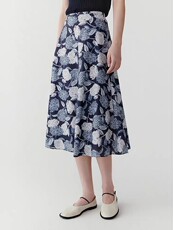 女装2025春季新款抗皱印花布中长半身裙，女装半身裙，湘姗