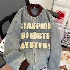 春秋季美式复古学院风重工水洗字母贴布棒球服男女夹克N3355/P71，男装夹克，星座506B