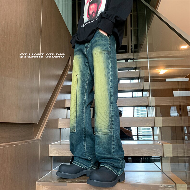 B221美式ins高街暗黑小众铆钉伐木裤牛仔裤LK23145-P65控88,男装牛仔裤,电商B221
