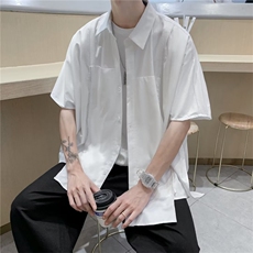 2023夏日系前下摆开叉不规则设计感小众衬衫短袖衬衣W3361-P32，男装衬衫，星座512-2