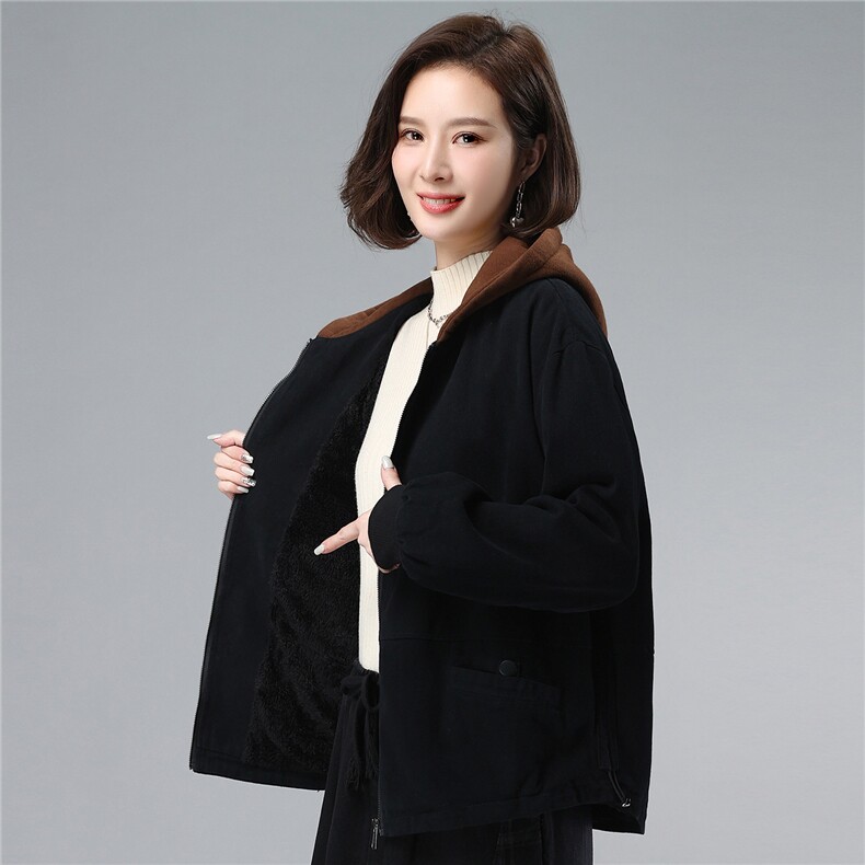 叶笙衣82539撞色加绒加厚外套,女装棉衣/棉服,叶笙衣