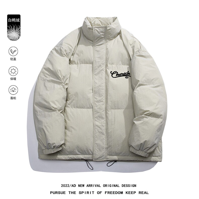 白鸭绒白底22冬季新品潮牌字母印花加厚立领羽绒服YR191P195控258,男装羽绒服,电商A247-1