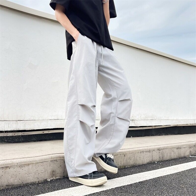 美式褶皱伞兵工装裤男女夏季潮牌宽松设计感阔腿弯刀裤速干休闲裤,男装工装外套,星座218-1（原230）