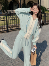 春现-时尚撞色运动风休闲卫衣套装B190-2819-P165-K228，女装套装/套裙，2B190