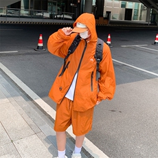 夏季薄款户外防晒衣套装男山系机能风宽松休闲百搭连帽运动两件套，男装防晒衣，星座410-6（原星座1304-1）