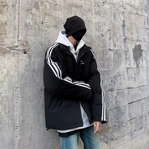 棉服男韩版潮流高街帅条纹加厚保暖2024冬季ins棉衣外套MF113-P82图片