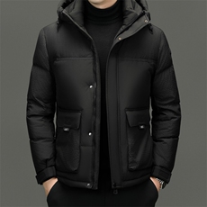 冬季白鸭绒连帽羽绒服休闲男士短款高品质时尚户外保暖防寒男外套，男装羽绒服，钱塘6003（原4033）