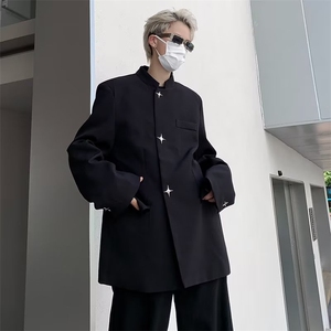 秋季金属扣垫肩中山装外套 XZ194 P63图片