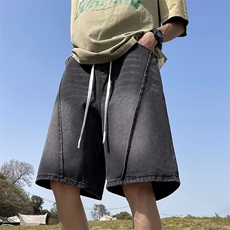 新款春季潮流牛仔裤气质男百搭五分裤青春流行中腰潮修身小脚日系，男装牛仔裤，星座1013