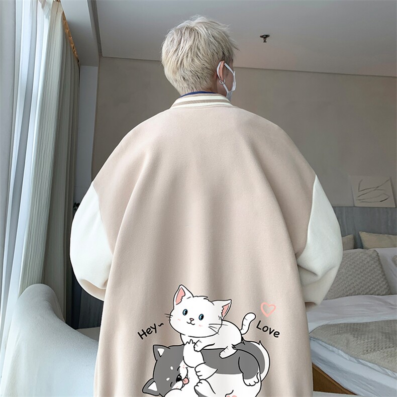 摇粒绒棒球服男大码开衫卫衣男夹克 BF86300-P65图片