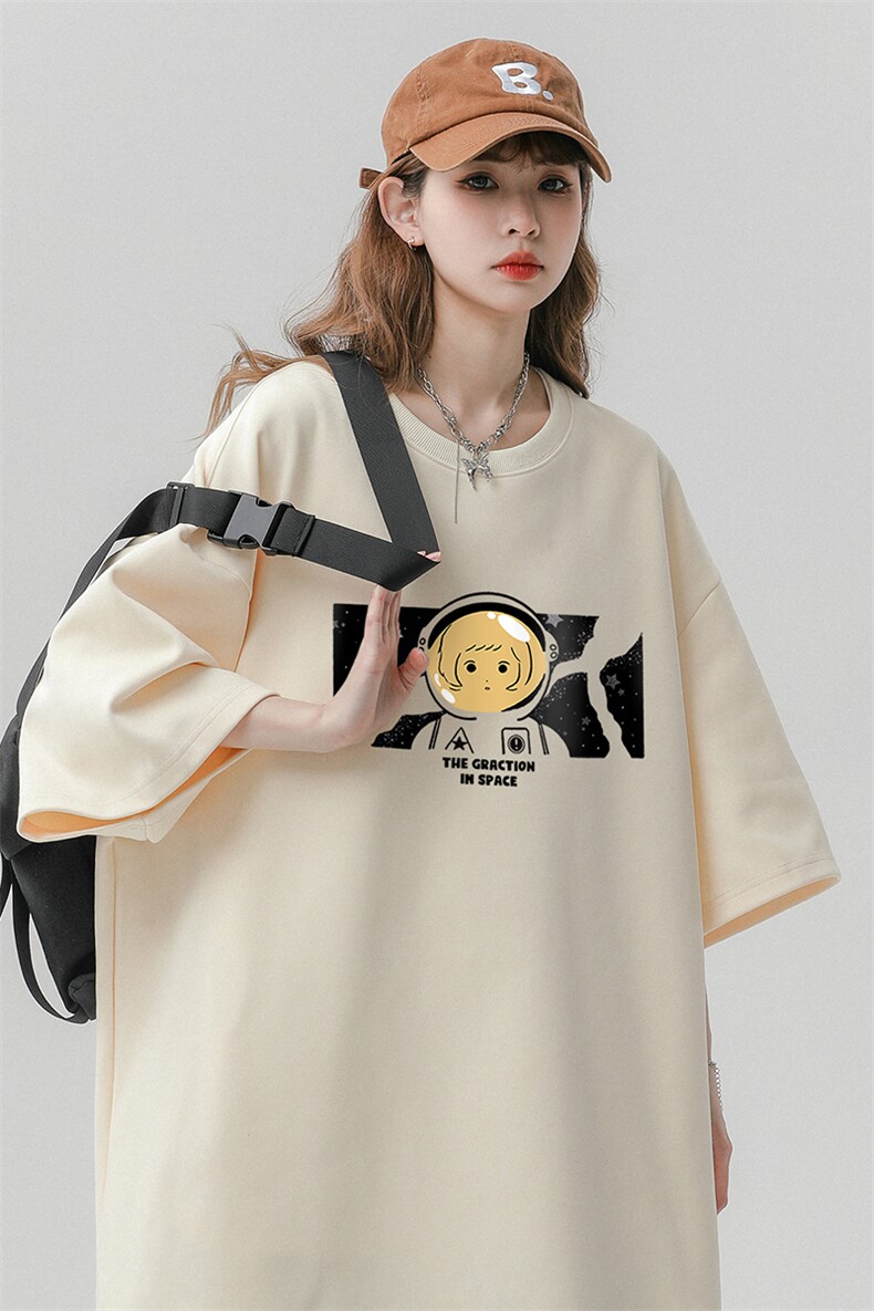 春夏新款宽松美潮街头女孩印花休闲短袖T恤T6083P25控38,男装T恤,电商A268