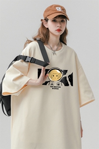 春夏新款宽松美潮街头女孩印花休闲短袖T恤T6083 P25控38图片
