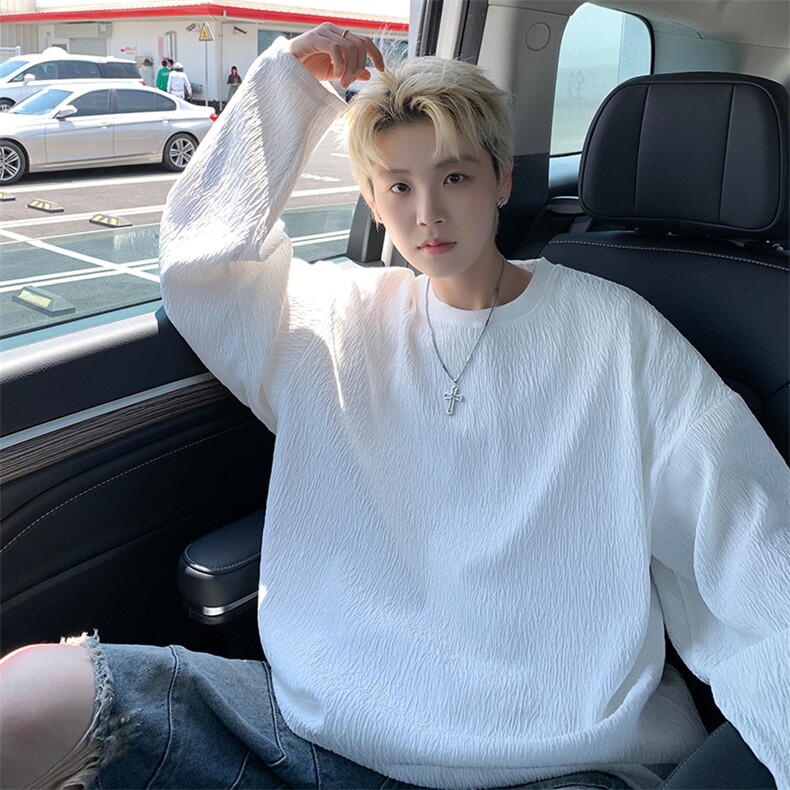 特批P23无差价秋季新款美式高街肌理感卫衣男高级感长袖T恤T1705,男装T恤,电商A001