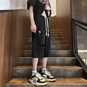 D2040-p45-控68  现货风宽松cleanfit牛仔裤七分裤黑暗图片
