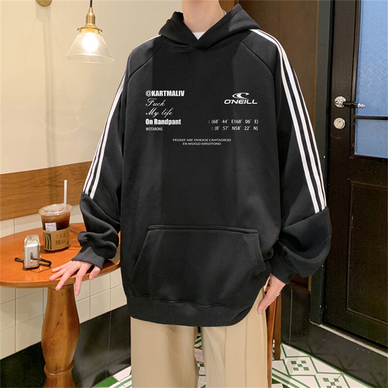 美式三杠条纹复连帽卫衣秋冬男女宽松长袖SWY2466-P55控8850棉,男装卫衣,电商B370