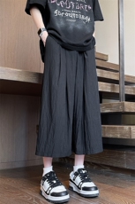 8XL-M特大码阔腿山本裤冰丝裤男薄七分裤褶皱慵懒凉凉裤K977P45，男装牛仔裤，电商D206-1