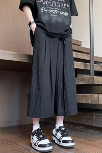 8XL-M 特大码阔腿山本裤冰丝裤男薄七分裤褶皱慵懒凉凉裤K977P45图片