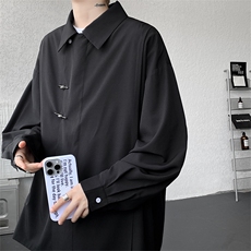 CS1153-特P40控78秋季新款垂感佳新中式衬衫宽松衬衣大码男，男装衬衫，电商A059