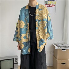 仙鹤龙港风日系潮外套防晒服和服开衫薄款半袖道袍防晒衣F12/P40,男装风衣,钱塘713