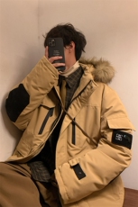 港风2026新品冬季宽松棉服派克服毛领冬装加厚外套D010-P145，男装棉衣，星座717