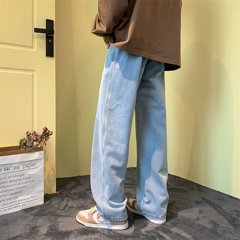 牛仔裤男直筒宽松潮牌ins春秋休闲裤oversize浅色简约百搭阔腿裤,男装牛仔裤,电商B342