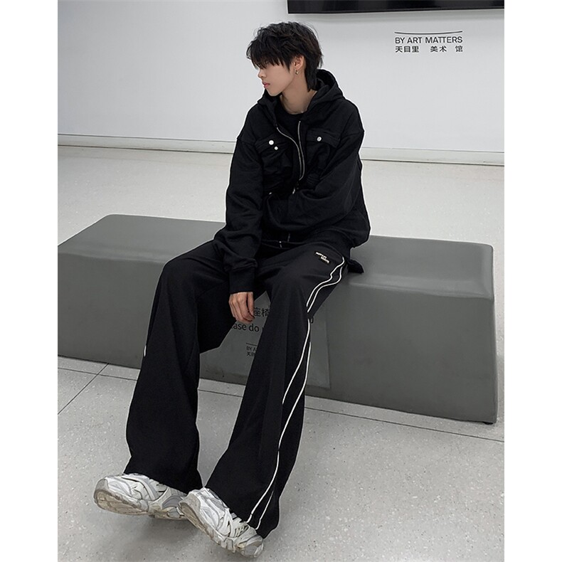 8XL-M特大码春夏季反光条设计美式高街休闲运动裤阔腿裤男K949P55图片