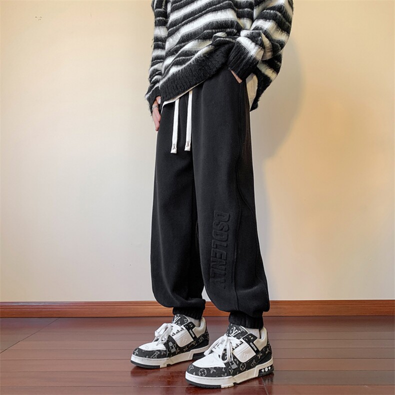 抖音品质大码男裤重磅双面奥粒绒加绒加厚束脚休闲裤M-5XL特P45图片