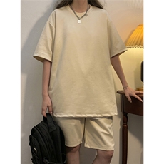 中性风麂皮绒短袖T恤男DT8766P23短裤男DK8767P32套装TZ8757P55，男装休闲套装，星座227-7