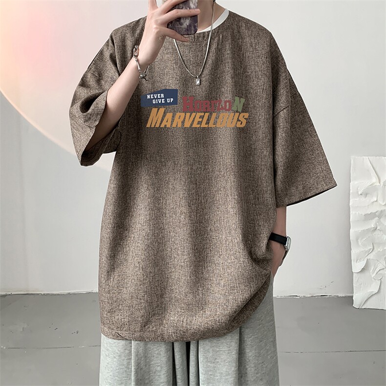 风复古亚麻短袖男棉麻t恤男半袖 ZT71384-P35图片