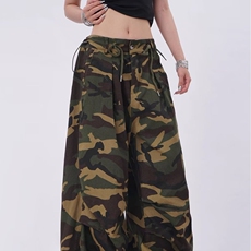 美式复古迷彩伞兵工装裤男女宽松阔腿嘻哈街舞休闲裤潮情侣，女装牛仔裤，星座218-8