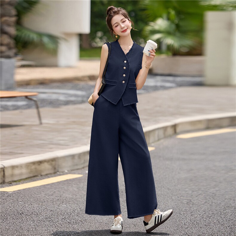现货棉麻套装女2026年夏季夏季新款女装时尚气质休闲通勤两件套,女装套装/套裙,关键词