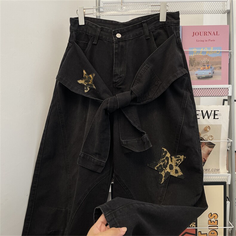 美式复古hiphop牛仔裤女廓形宽松拖地裤子N81220-P63,男装牛仔裤,星座308B-2