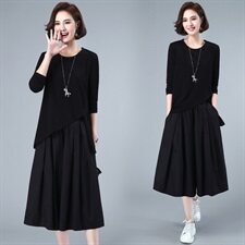 2021年秋季新款休闲套装文艺风长袖裤裙两件套，女装套装/套裙，简韵佳