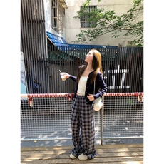 2025新款春夏条纹女休闲阔腿裤，女装休闲裤，星座506A