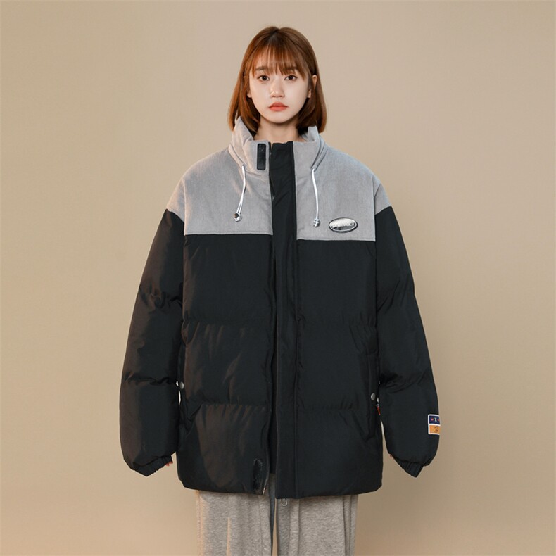 中性棉衣2024新款拼色面包服大码棉衣胖子外套加厚潮牌ins棉袄,男装棉衣,电商A409-1