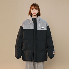 中性棉衣2024新款拼色面包服大码棉衣胖子外套加厚潮牌ins棉袄，男装棉衣，电商A409-1