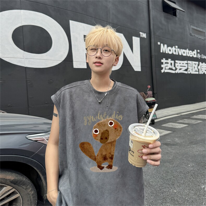 麂皮绒背心坎肩男T恤美式港风潮JB441-特P19控38,男装背心/马甲,电商B370