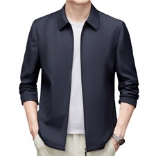 2023秋季新款商务休闲中老年男士翻领夹克外套上衣MNSAJ7003-P265,男装夹克,电商B212（原钱塘6029）