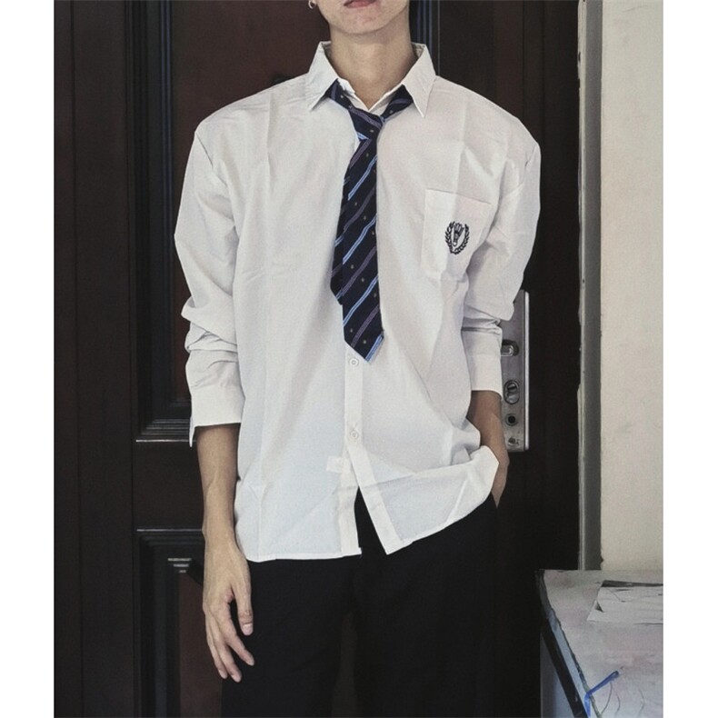 [006]制服男长袖衬衫男领带学院长袖衬衣外套A079-CS05-P30图片