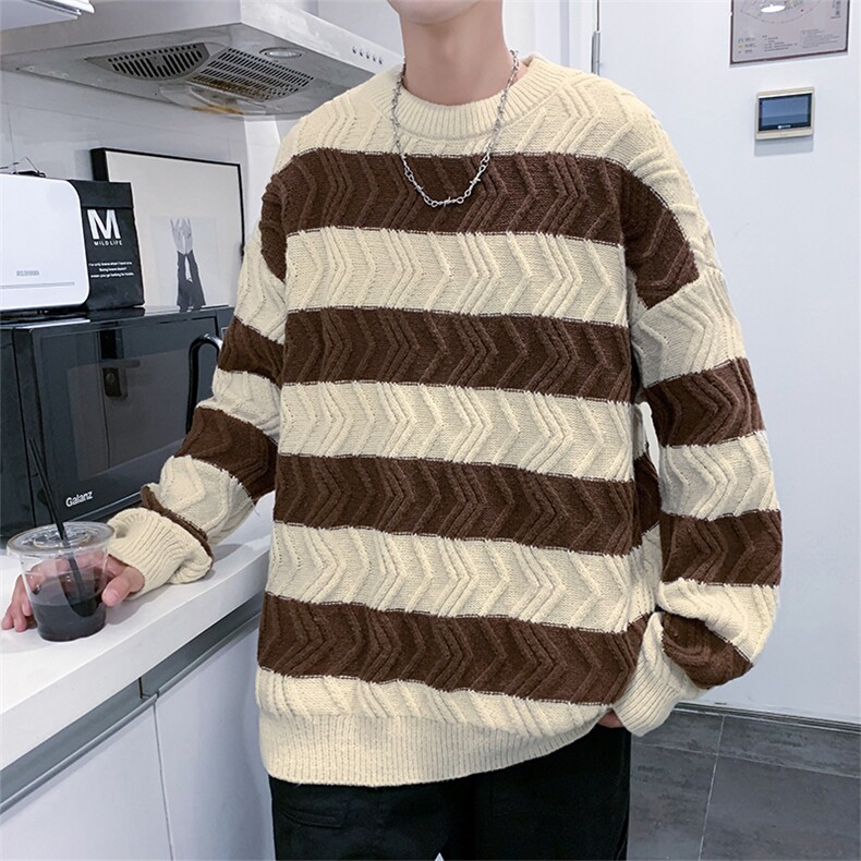 条纹毛衣男春秋款宽松小众衣服秋季ins潮流针织衫MY0916-P45,男装针织衫/毛衣,星座308B-1