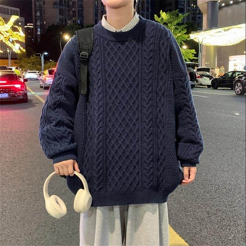 78267-特P50秋冬新款休闲毛衣男长袖针织衫港风宽松毛衣打底衫,男装针织衫/毛衣,电商D310B