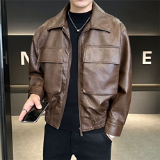 潮2025秋季新款皮衣男工装大口袋机车皮夹克外套B317/9801/P155，男装夹克，电商B317